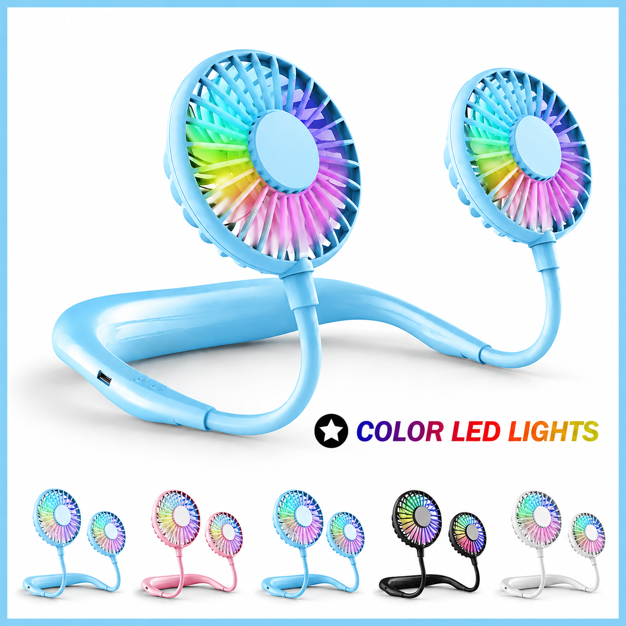 Portable Rechargeable Neck Fan – Hands-Free Bladeless Cooling Fan with 3 Speed Modes & Long Battery Timing