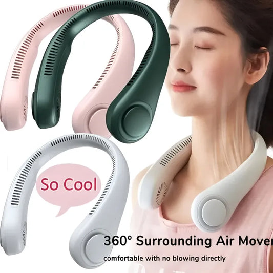 Portable Rechargeable Neck Fan – Hands-Free Bladeless Cooling Fan with 3 Speed Modes & Long Battery Timing