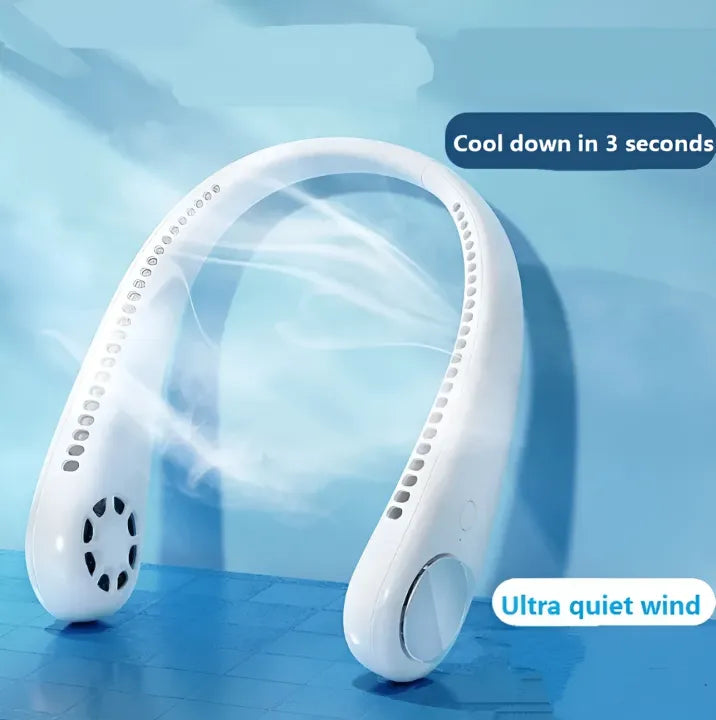 Portable Rechargeable Neck Fan – Hands-Free Bladeless Cooling Fan with 3 Speed Modes & Long Battery Timing