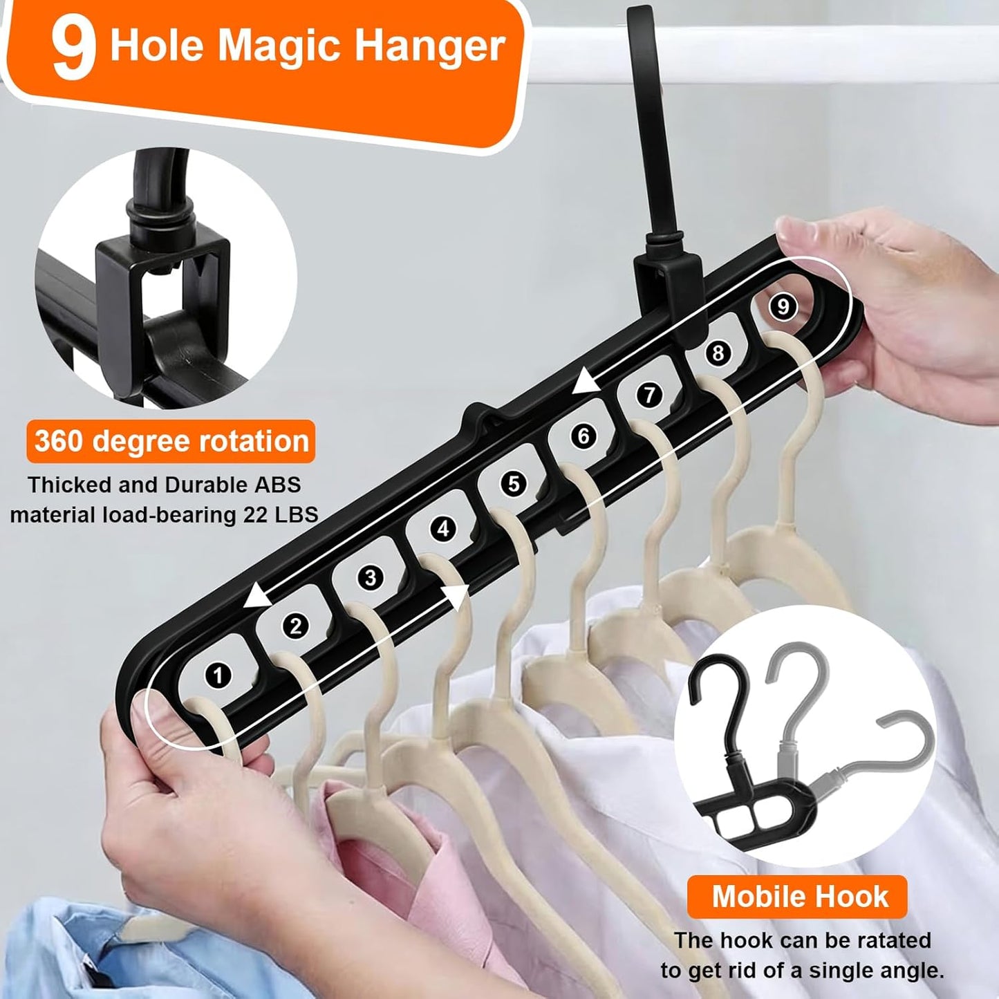 Magic Space Saving Hangers with 9 Holes Storage Organization for Closet & Wardrobe(Pack Of 10 Pieces)