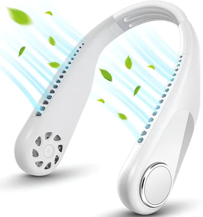 Portable Rechargeable Neck Fan – Hands-Free Bladeless Cooling Fan with 3 Speed Modes & Long Battery Timing