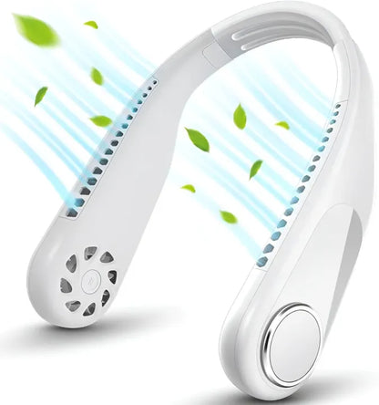 Portable Rechargeable Neck Fan – Hands-Free Bladeless Cooling Fan with 3 Speed Modes & Long Battery Timing