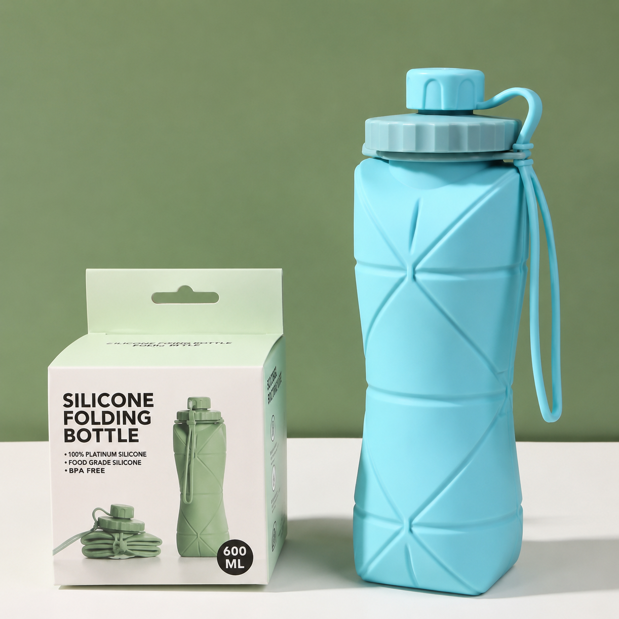 Collapsible Silicone Water Bottle – Leakproof BPA-Free Travel & Sports Bottle | Foldable Reusable Water Bottle for Gym, Hiking & Daily Use