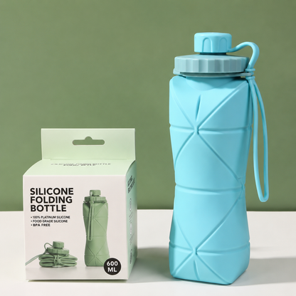 Collapsible Silicone Water Bottle – Leakproof BPA-Free Travel & Sports Bottle | Foldable Reusable Water Bottle for Gym, Hiking & Daily Use