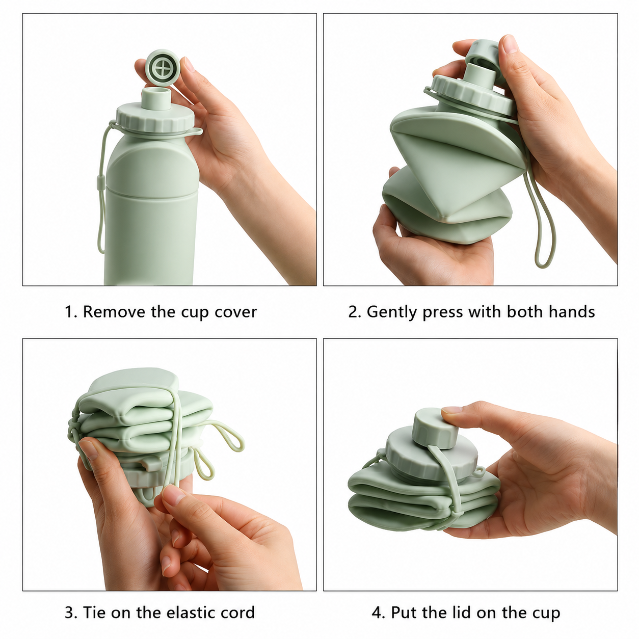Collapsible Silicone Water Bottle – Leakproof BPA-Free Travel & Sports Bottle | Foldable Reusable Water Bottle for Gym, Hiking & Daily Use