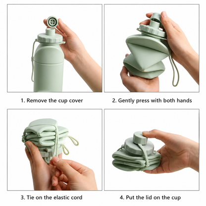 Collapsible Silicone Water Bottle – Leakproof BPA-Free Travel & Sports Bottle | Foldable Reusable Water Bottle for Gym, Hiking & Daily Use