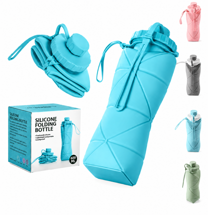 Collapsible Silicone Water Bottle – Leakproof BPA-Free Travel & Sports Bottle | Foldable Reusable Water Bottle for Gym, Hiking & Daily Use