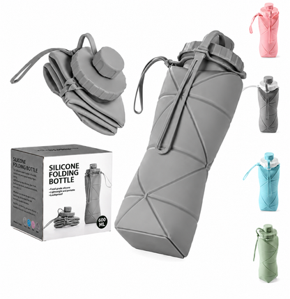 Collapsible Silicone Water Bottle – Leakproof BPA-Free Travel & Sports Bottle | Foldable Reusable Water Bottle for Gym, Hiking & Daily Use