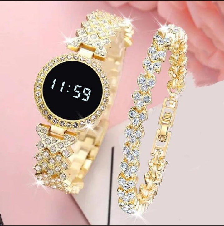 Trending Touch Screen LED Watch With Beautiful Bracelet & Gift Box Packaging For Female Women Girl For Any Occasion Gifts & Personal Use
