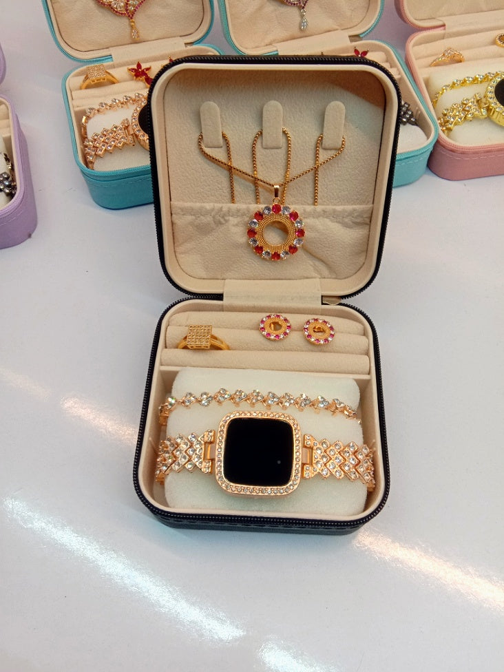 Top Trending Touch Watch With Beautiful Bracelet + Jewellery Set + Gift Box Packaging For Girls & Women