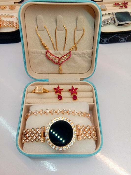 Top Trending Touch Watch With Beautiful Bracelet + Jewellery Set + Gift Box Packaging For Girls & Women