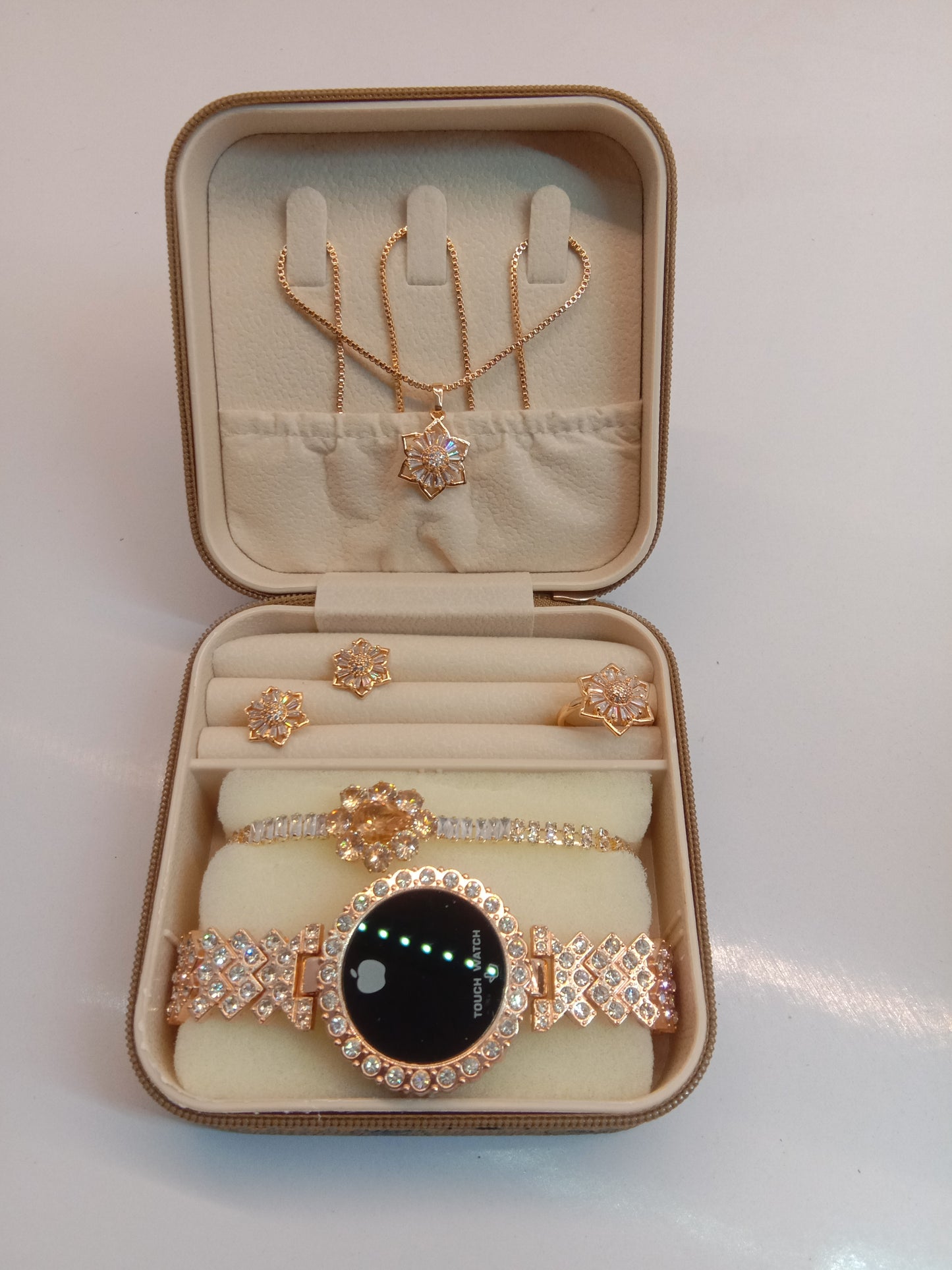 Trending Touch Watch With Beautiful Bracelet + Jewellery Set + Gift Box Packaging For Girls & Women