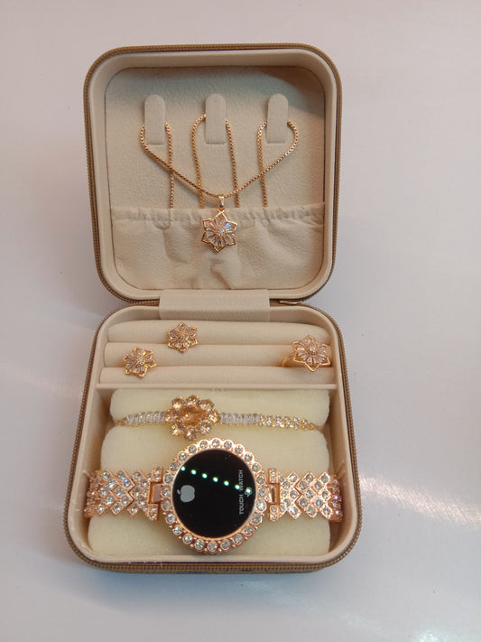 Trending Touch Watch With Beautiful Bracelet + Jewellery Set + Gift Box Packaging For Girls & Women