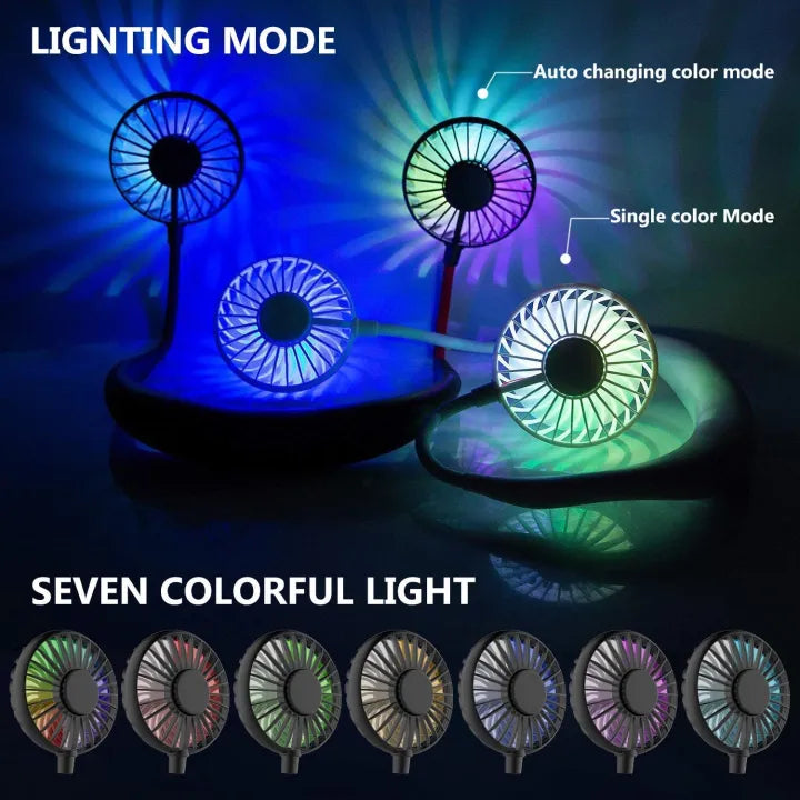 Portable Rechargeable Neck Fan – Hands-Free Bladeless Cooling Fan with 3 Speed Modes & Long Battery Timing