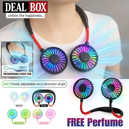 Portable Rechargeable Neck Fan – Hands-Free Bladeless Cooling Fan with 3 Speed Modes & Long Battery Timing
