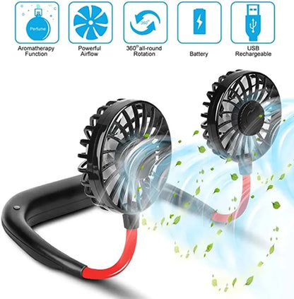 Portable Rechargeable Neck Fan – Hands-Free Bladeless Cooling Fan with 3 Speed Modes & Long Battery Timing