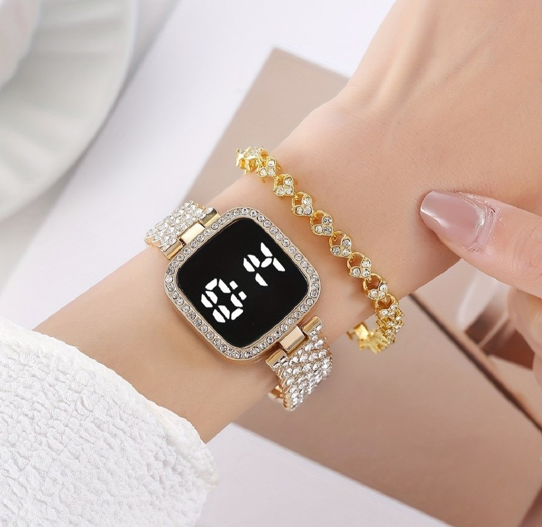 Top Trending Touch Screen LED Watch With Beautiful Bracelet & Gift Box Packaging Modern Style For Girls & Women
